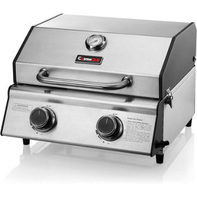 CosmoGrill 2 Burner Compact Gas Stainless Steel BBQ Ideal For Tables Grills Terraces Camping