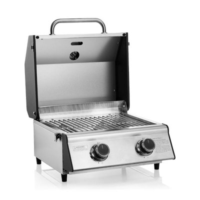 CosmoGrill 2 Burner Compact Gas Stainless Steel BBQ Ideal For Tables Grills Terraces Camping