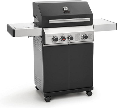 CosmoGrill 3+1 Premium Black Gas Barbecue with Ceramic Sear Burner Side Ring Burner - FREE NEXT-DAY DELIVERY