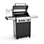 CosmoGrill 3+1 Premium Black Gas Barbecue with Ceramic Sear Burner Side Ring Burner Temperature Gauge & Storage