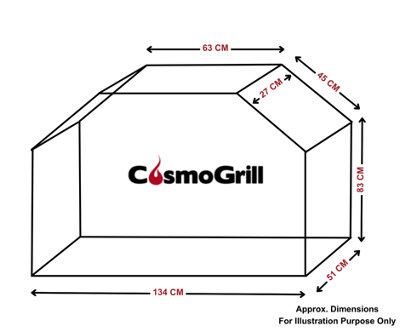 CosmoGrill 3+1 Premium Black Gas Barbecue with Weather Proof Cover & Ceramic Sear Burner + Side Ring Burner