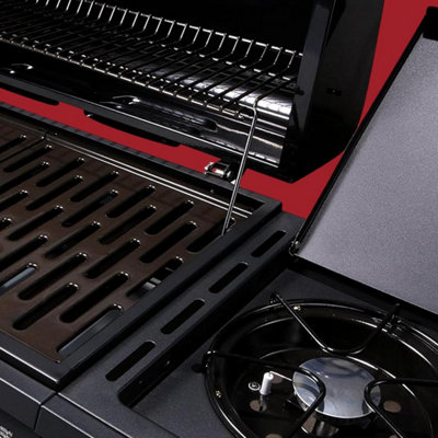 CosmoGrill Hybrid 4 Burner Barbecue DUO Dual Fuel 3+1 Gas Grill And Charcoal Smoker Pizza Stone Smoker Box