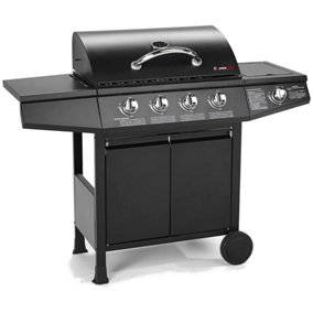 CosmoGrill 4+1 Original Series Black Gas BBQ with Side Barbecue Burner and Storage (ORDER BY 4 PM FOR FREE NEXT DAY DELIVERY)