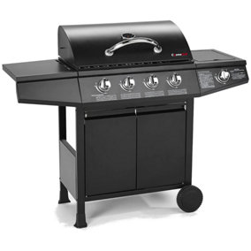 CosmoGrill 4+1 Original Series Black Gas BBQ with Side Barbecue Burner and Storage