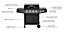 CosmoGrill 4+1 Original Series Black Gas BBQ with Side Barbecue Burner and Storage