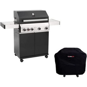 CosmoGrill 4+1 Premium Black Gas Barbecue with Ceramic Sear Burner & Heavy Duty Cover