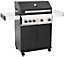 CosmoGrill 4+1 Premium Black Gas Barbecue with Ceramic Sear Burner Side Ring Burner Temperature Gauge & Storage
