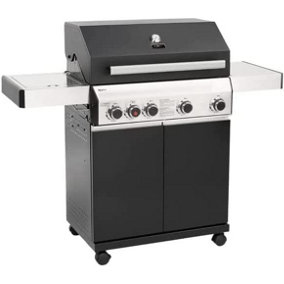 CosmoGrill 4+1 Premium Black Gas Barbecue with Ceramic Sear Burner & Side Ring Burner