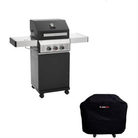 CosmoGrill 4+1 Premium Black Gas Barbecue with Weatherproof Cover & Ceramic Sear Burner + Side Ring Burner