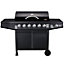 CosmoGrill 6+1 Original Series Black Gas Barbecue with Weatherproof Cover & Side Burner