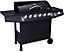 CosmoGrill 6+1 Original Series Black Gas BBQ with Side Barbecue Burner and Storage