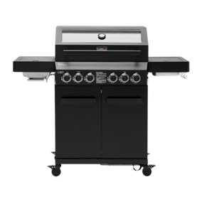 CosmoGrill 6 Burner Platinum Yamara Dark 4+2 Gas BBQ, Viewing Glass, 4 Main Burners - FREE NEXT-DAY DELIVERY