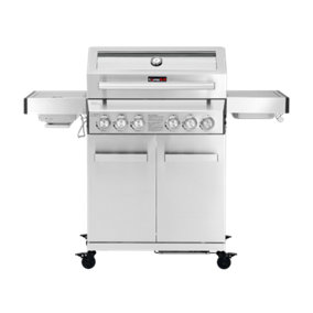 CosmoGrill 6 Burner Stainless Steel Yamara 4+2 Gas BBQ, Viewing Glass, 4 Main Burners