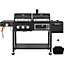 CosmoGrill Duo Dual Fuel Black Gas and Charcoal Barbecue with Weatherproof Cover & Offset Smoker