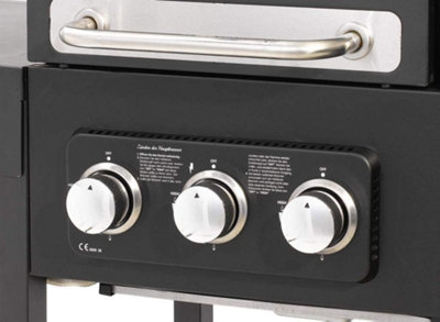 CosmoGrill Duo Dual Fuel Black Gas and Charcoal Barbecue with Wheels Cast Iron Grates Offset Smoker - 5