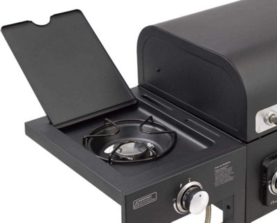 CosmoGrill Duo Dual Fuel Black Gas and Charcoal Barbecue with Wheels Cast Iron Grates Offset Smoker - 7