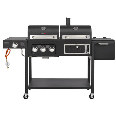 CosmoGrill Hybrid 4 Burner Barbecue DUO Dual Fuel 3+1 Gas Grill & Charcoal Smoker