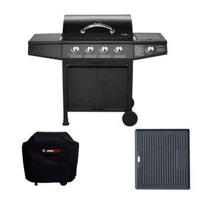 CosmoGrill Original 5 Gas Burner 4+1 Outdoor Barbecue For Garden with Cover and Cast Iron Griddle