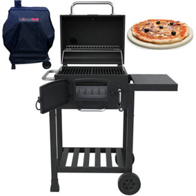 CosmoGrill Outdoor Jr. Smoker Charcoal Barbecue For Garden with Cover, and Pizza Stone - FREE NEXT-DAY DELIVERY