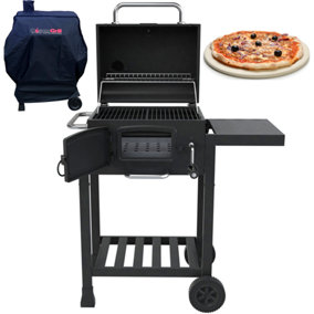 CosmoGrill Outdoor Jr. Smoker Charcoal Barbecue For Garden with Cover, and Pizza Stone