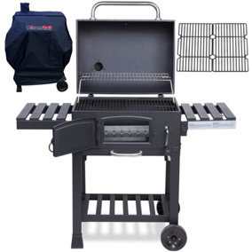 CosmoGrill Outdoor XL Smoker Barbecue Charcoal Portable BBQ Grill Garden with Cover and Cast Iron Grills - FREE NEXT-DAY DELIVERY