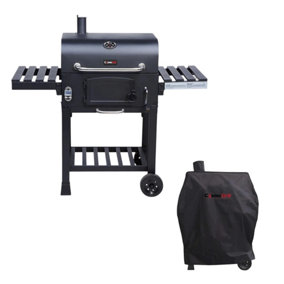 CosmoGrill Outdoor XL Smoker Barbecue Charcoal Portable BBQ Grill Garden with Weatherproof Cover