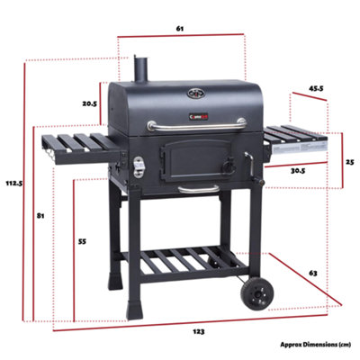 CosmoGrill Outdoor XL Smoker Barbecue Charcoal Portable BBQ Grill Garden