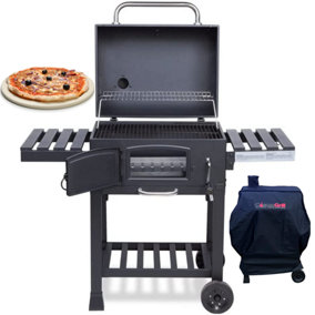 CosmoGrill Outdoor XL Smoker Charcoal Barbecue For Garden with Cover, and Pizza Stone