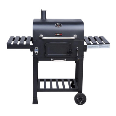 CosmoGrill Outdoor XL Smoker Charcoal Barbecue For Garden with Cover, Cast Iron Grills, and Pizza Stone