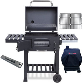 CosmoGrill Outdoor XL Smoker Charcoal Barbecue For Garden with Cover, Cast Iron Grills, and Smoker Box
