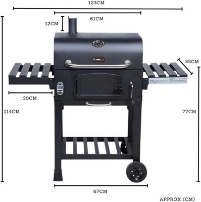 CosmoGrill Outdoor XL Smoker Charcoal Barbecue Grill Garden with Weatherproof Cover - FREE NEXT-DAY DELIVERY