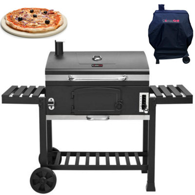 CosmoGrill Outdoor XXL Smoker Charcoal Barbecue For Garden with Cover, and Pizza Stone- FREE NEXT DAY DELIVERY