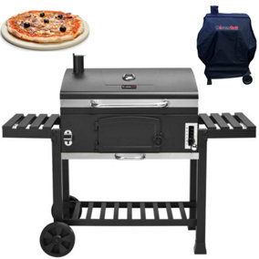 CosmoGrill Outdoor XXL Smoker Charcoal Barbecue For Garden with Cover, and Pizza Stone
