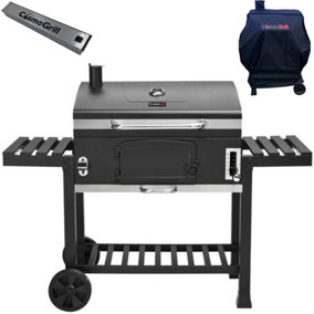 CosmoGrill Outdoor XXL Smoker Charcoal Barbecue For Garden with Cover, and Smoker Box