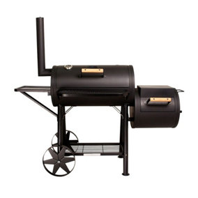 CosmoGrill Outdoor XXXL (90kg) Charcoal Barbecue with Barrel Offset Smoker, Thermometer - FREE NEXT-DAY DELIVERY