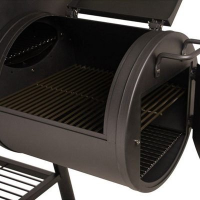 CosmoGrill Outdoor XXXL (90kg) Charcoal Barbecue with Barrel Offset Smoker, Thermometer (ORDER BY 4 PM FOR FREE NEXT DAY DELIVERY)