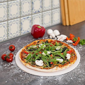 CosmoGrill Pizza Stone 30 cm Diameter for Baking Oven & Barbecue BBQ Round