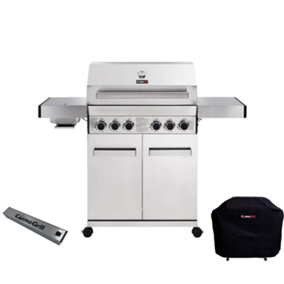 CosmoGrill Platinum Stainless Steel 4+2 Silver Gas Barbecue with Cover & Smoker Box - FREE NEXT-DAY DELIVERY