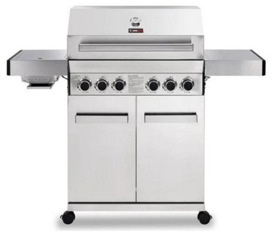 CosmoGrill Platinum Stainless Steel 4+2 Silver Gas Barbecue with Side Searer and Storage