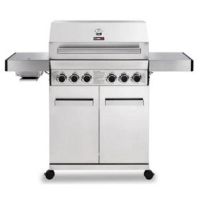 CosmoGrill Platinum Stainless Steel 4+2 Silver Gas Barbecue with Side Searer and Storage