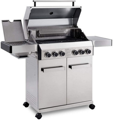 CosmoGrill Platinum Stainless Steel 4+2 Silver Gas Barbecue with Side Searer and Storage