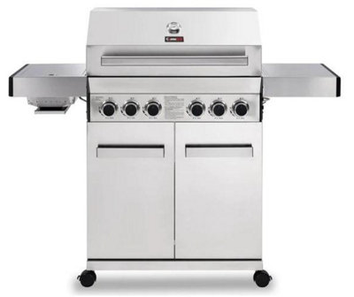 CosmoGrill Platinum Stainless Steel 4+2 Silver Gas Barbecue with Side Searer & Storage