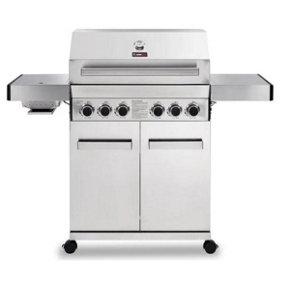 CosmoGrill Platinum Stainless Steel 4+2 Silver Gas Barbecue with Side Searer & Storage