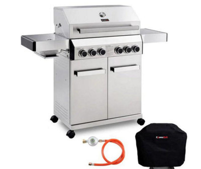 CosmoGrill Platinum Stainless Steel 4+2 Silver Gas Barbecue with Weatherproof Cover