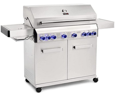 CosmoGrill Platinum Stainless Steel 6+2 B&Q at Barbecue Silver Storage with DIY | Searer Side and Gas