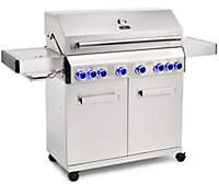 CosmoGrill Platinum Stainless Steel 6+2 Silver Gas Barbecue with Weatherproof Cover & Side Sear Burner