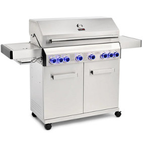 CosmoGrill Platinum Stainless Steel 6+2 Silver Gas Barbecue with Weatherproof Cover