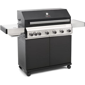 CosmoGrill Premium Black 6+1 Black Gas Barbecue with Side Searer and Storage - FREE NEXT-DAY DELIVERY