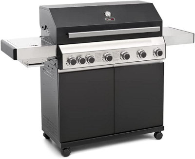 CosmoGrill Premium Black 6+1 Black Gas Barbecue with Side Searer and Storage