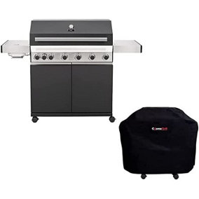 CosmoGrill Premium Black 6+1 Black Gas Barbecue with Weatherproof Cover and Side Searer (ORDER BY 4 PM FOR FREE NEXT DAY DELIVERY)